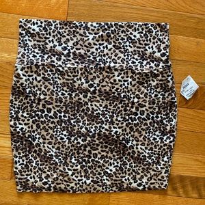 Cotton leopard print mini skirt with wide waist band